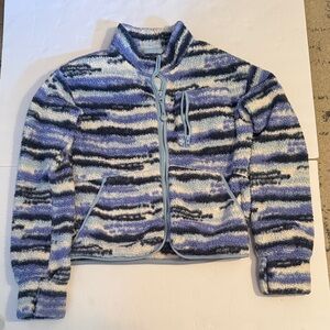 ✨Athleta Girl XXL (16) Blue and White Fleece Jacket